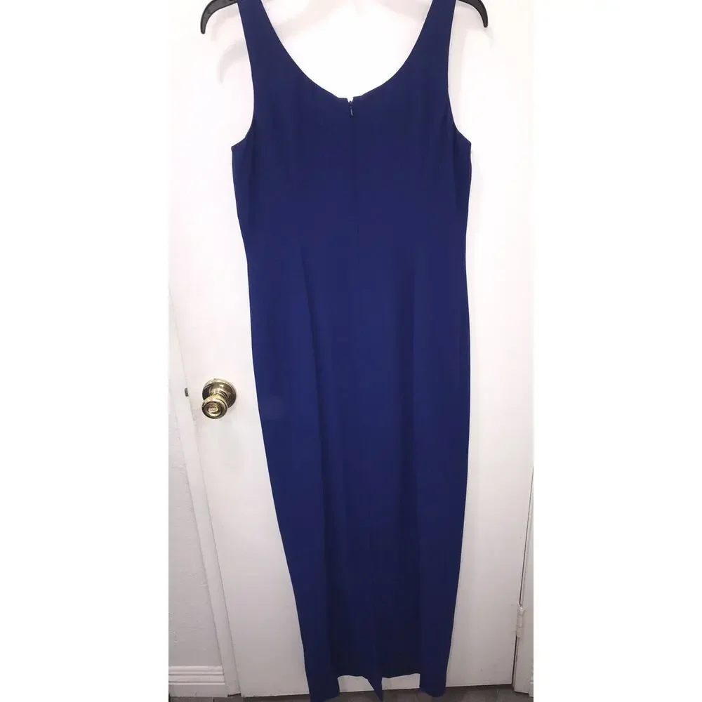 Vintage Rimini By Shaw 2 Piece Long Dress‎ Gown size 10 W/ Jacket Blue Embroided